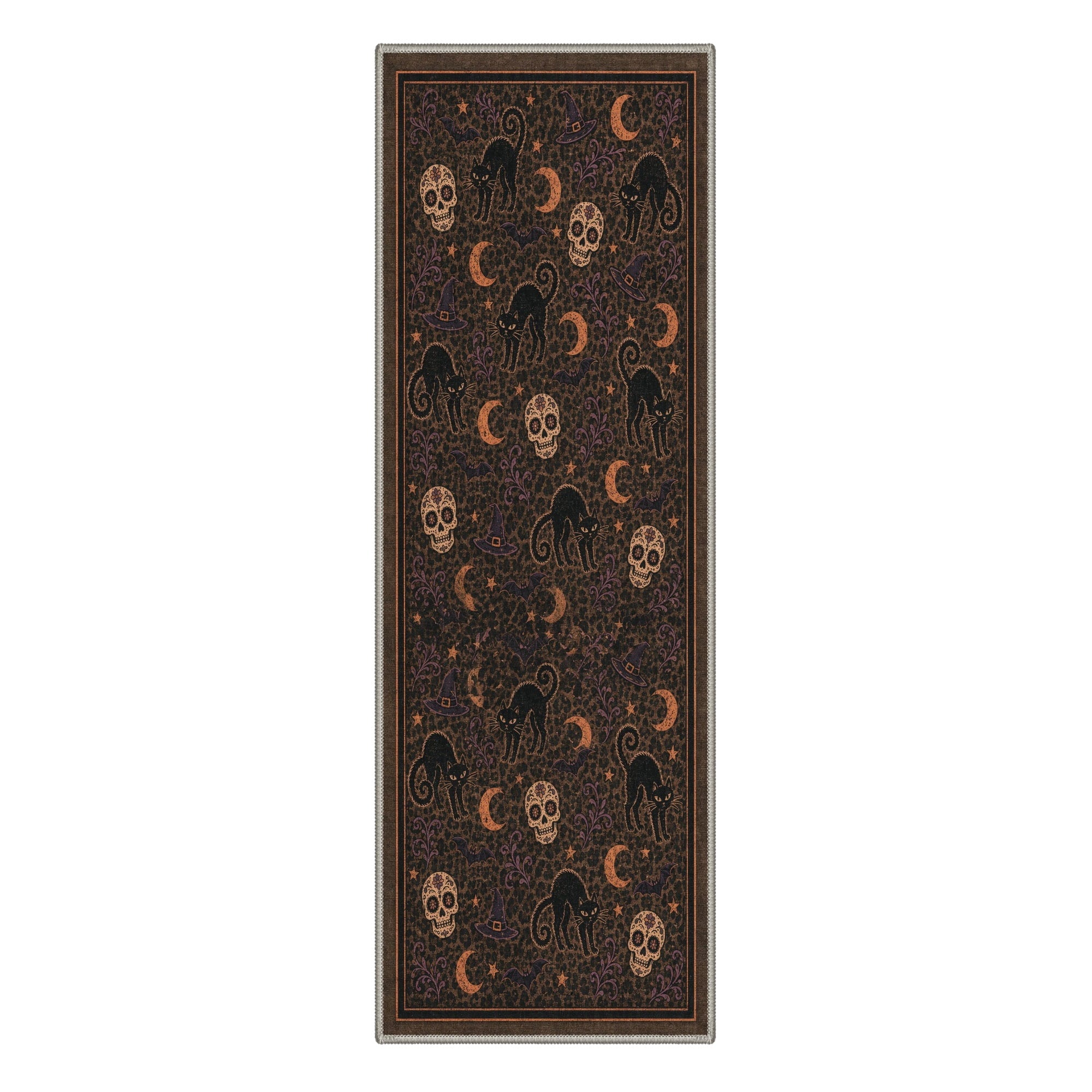 GENIMO 2'x3' Halloween Doormat, Washable Non Slip Soft Vintage Witch Outdoor Door Mat for Front Door Covered Porch Patio Entryway, Burnt Amber