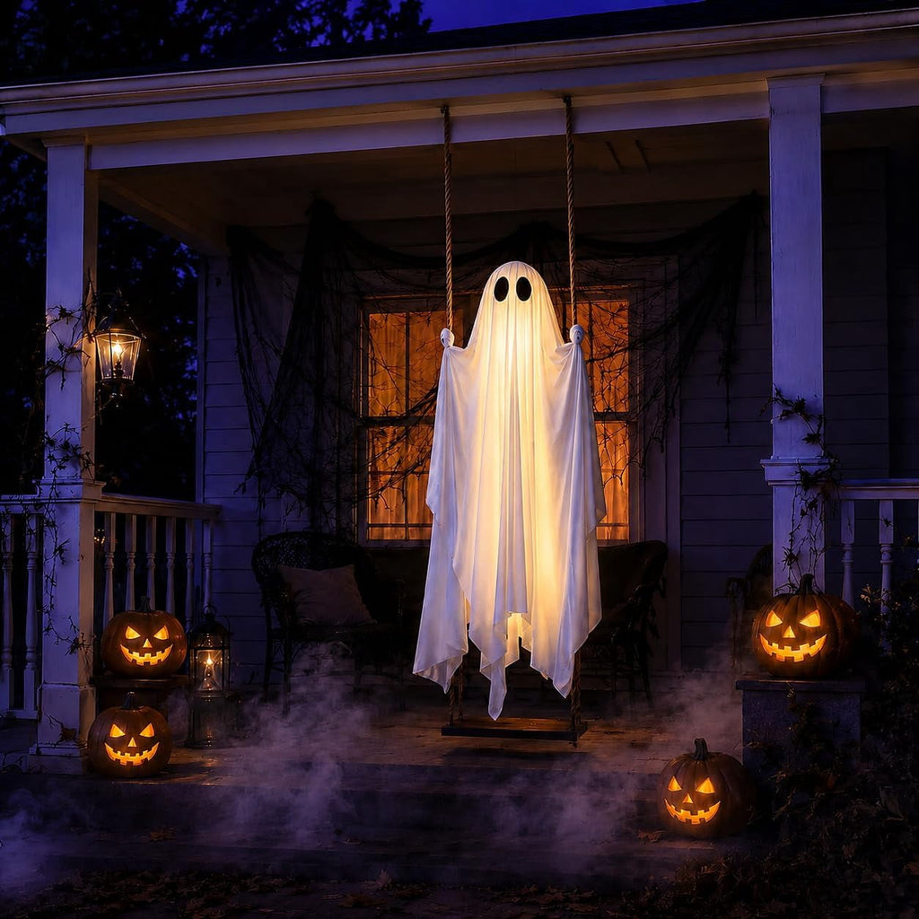Clearance Halloween Decor-Halloween Decorations Indoor-Light up Ghost in Glass Like-Cute Ghost with Light for Home Kitchen Mantel Tabletop Party Decor and Holiday Decorations Best Halloween Gifts