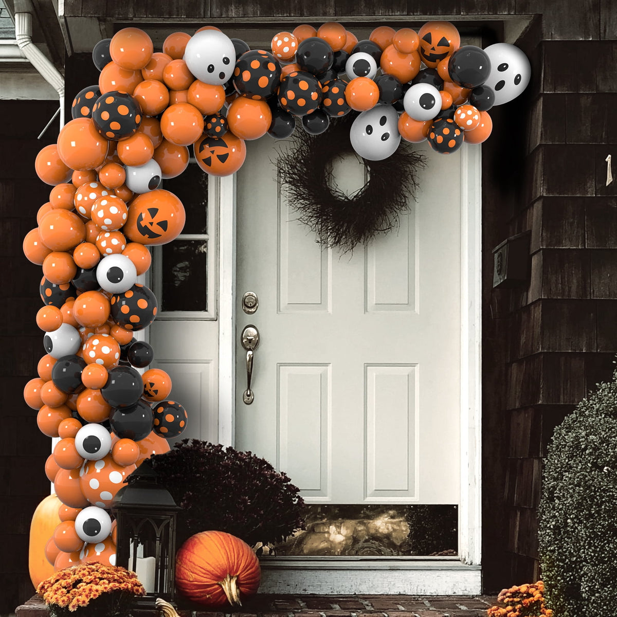 134Pcs Halloween Balloons Garland Kit, Black Orange Balloons Spider Balloons, Long Balloons, 3D Bat Sticker for Halloween Theme Party Background Classroom Decorations