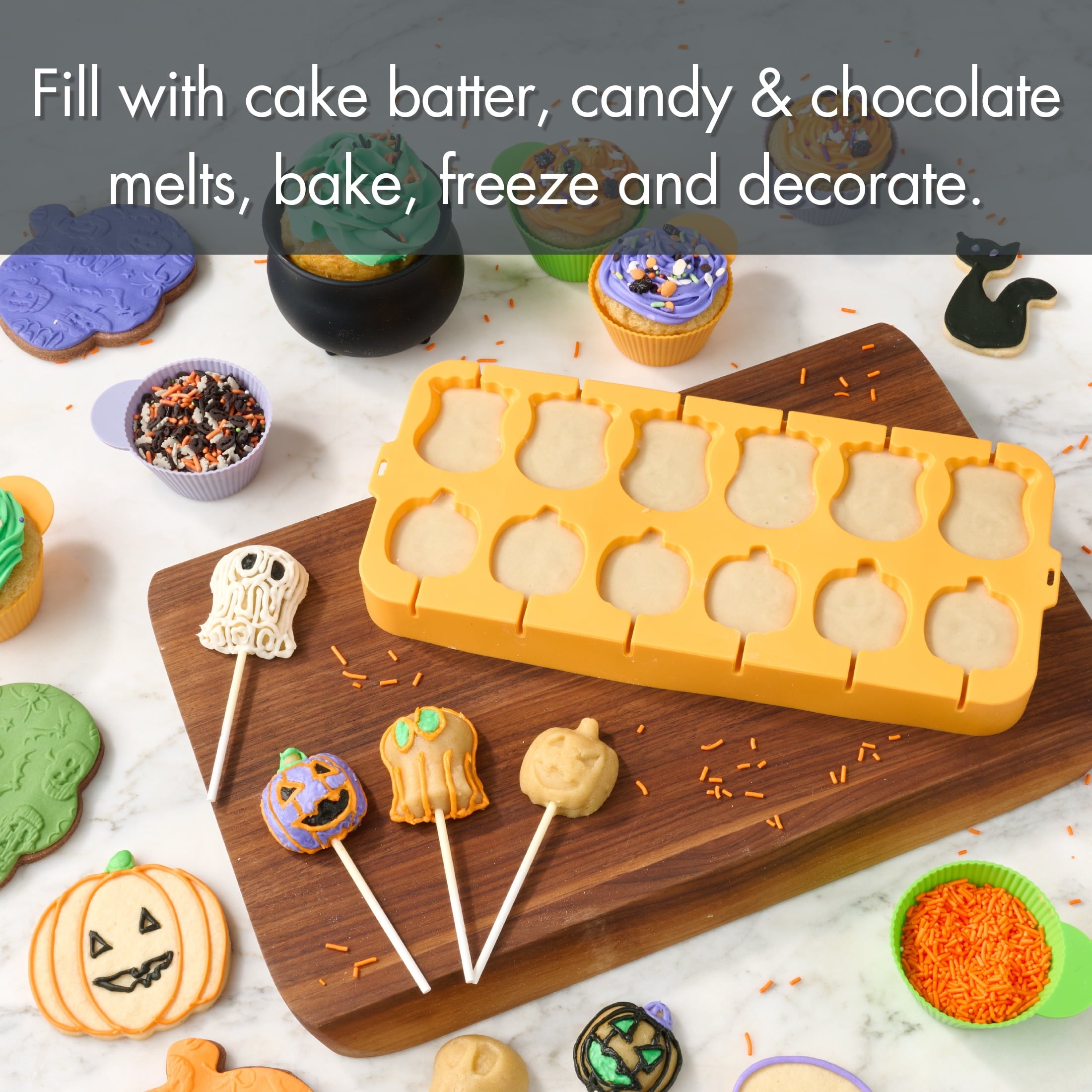 Way To Celebrate 12 Cavity Silicone Cake Pop Pan, Orange