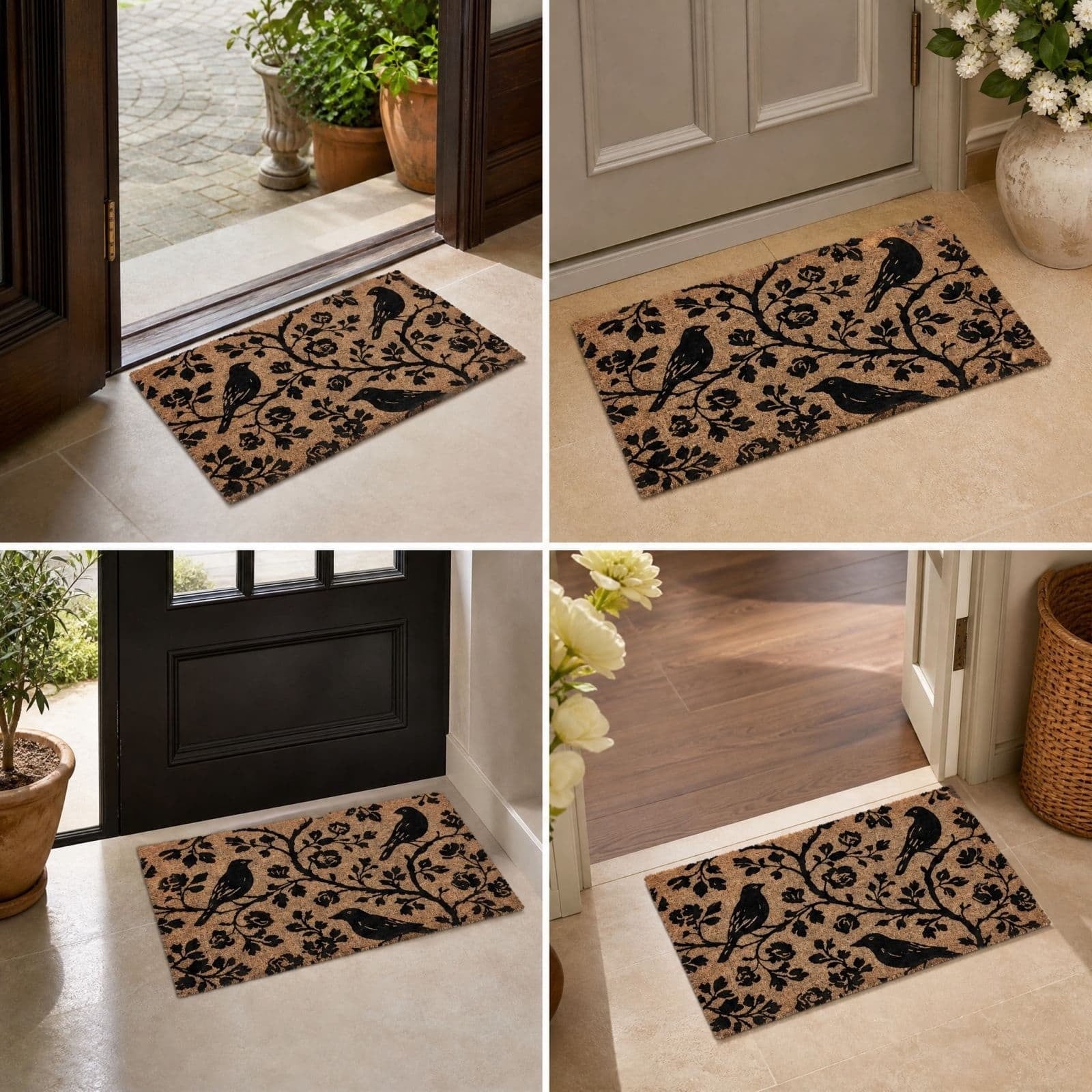 Patriotic Door Mat 4th of July Bow Flag Floor Doormats Independence Day Star Welcome Non Slip Mats for Front Porch Decor 16*24in Black