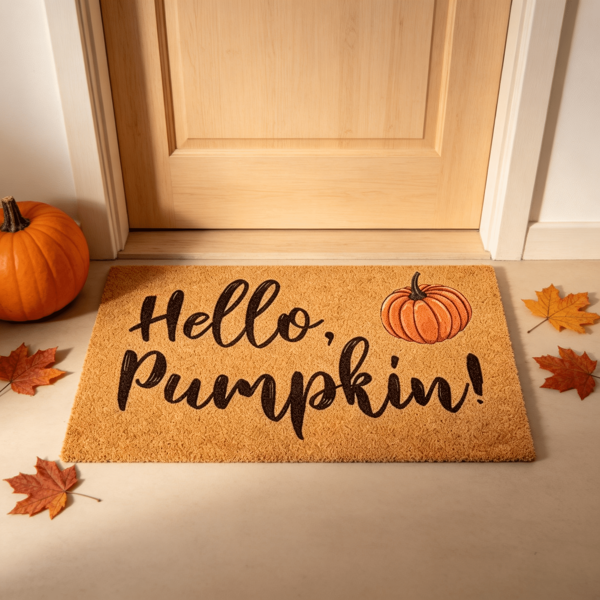 Halloween Pumpkin Welcome Door Mat, Funny Durable Non Slip Decorative Rugs for Bathroom Bedroom Kitchen Front Door