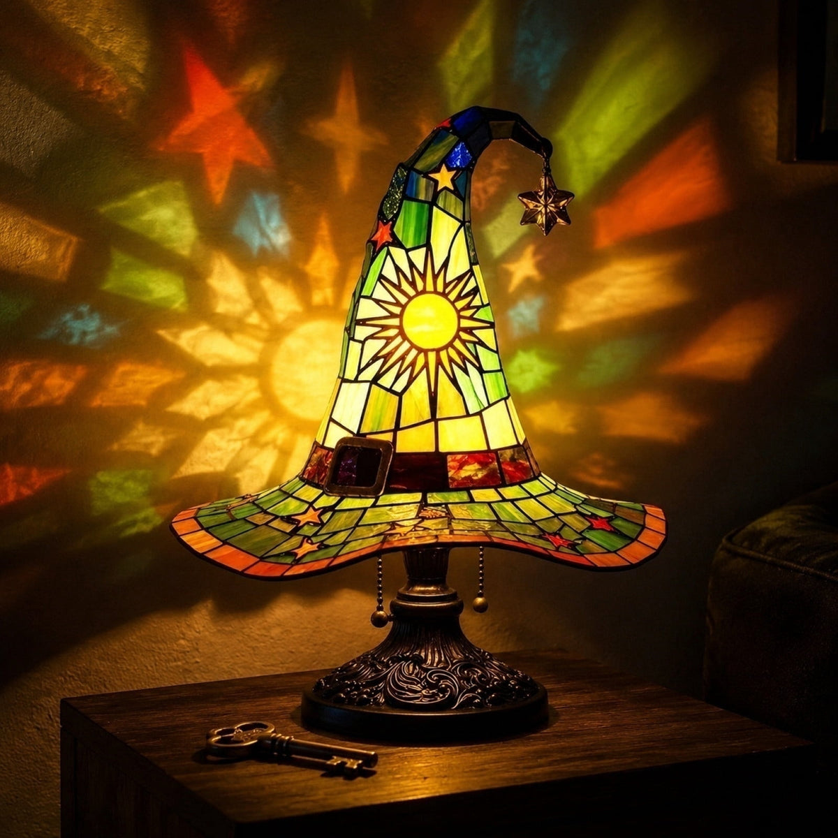 Clearance Halloween Table Lamp Decorations, Witch Hat Lamp Gifts - Handcrafted Retro Resin Witch Lamp, USB Powered Gothic Wizard Hats Night Light, Home Decor Accent Lamps for Bedroom