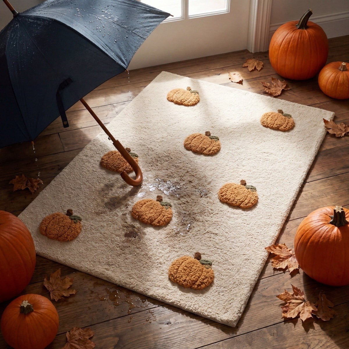 Halloween Thanksgiving Pumpkin Doormat 24x16 Inch, Simple Fall Farmhouse Entrance Mat for Front Porch Patio Home Decor
