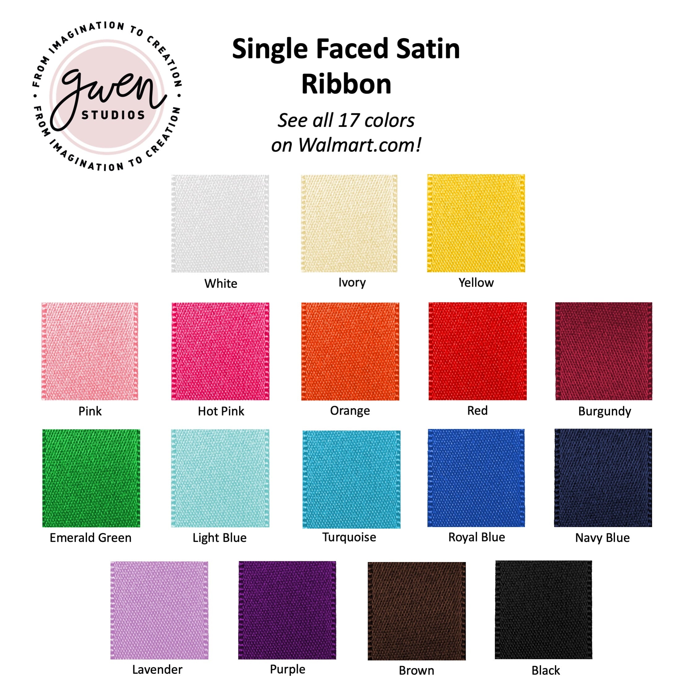 White Single Faced Satin Ribbon, 7/8" x 100 Yards by Gwen Studios