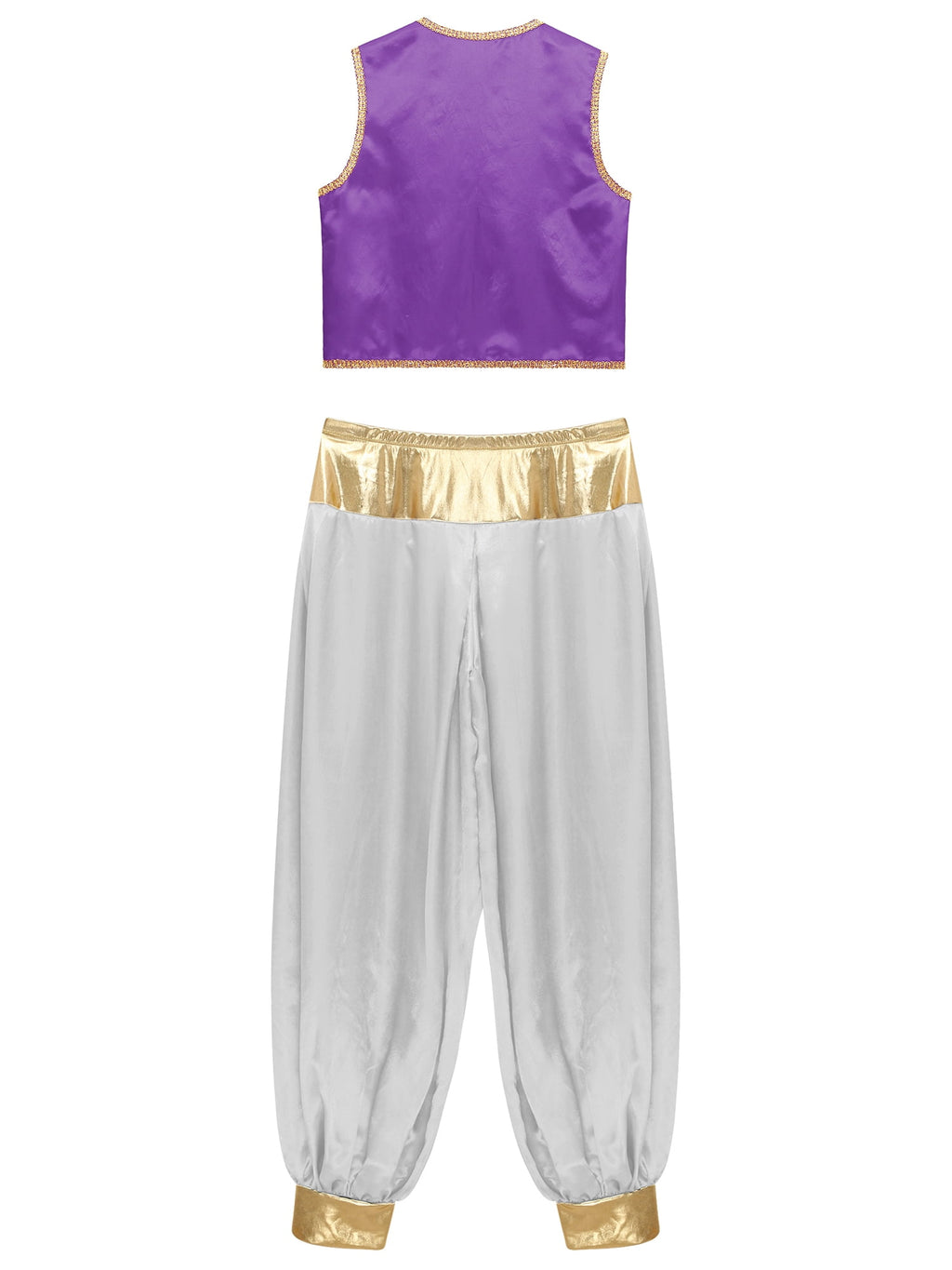 iiniim Mens Arabian Prince Costume Open Front Vest with Pants Halloween Show Fancy Dress up Outfit Royal Blue&Royal Blue S