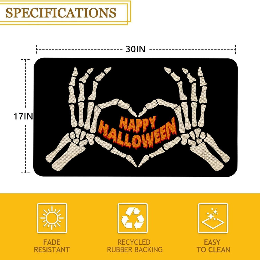 Halloween Door Mat 30 X 17 Inch Halloween Skull Doormat Indoor Outdoor Entrance Floor Mat Non Slip Halloween Decor Rubber Welcome Mats
