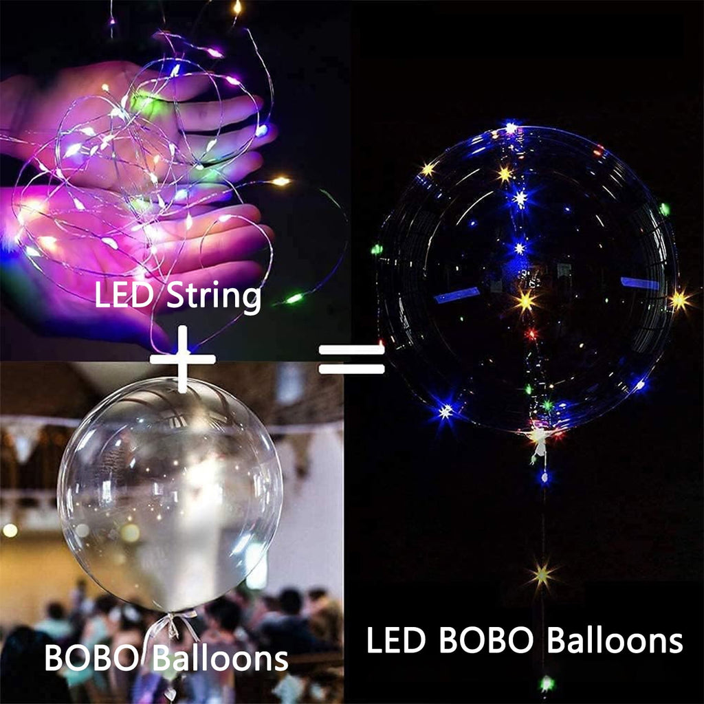 LED Balloons 10 Pack, 20 inch Glow Bubble Balloons with String Lights Included Batteries for Halloween Christmas Party Decoration