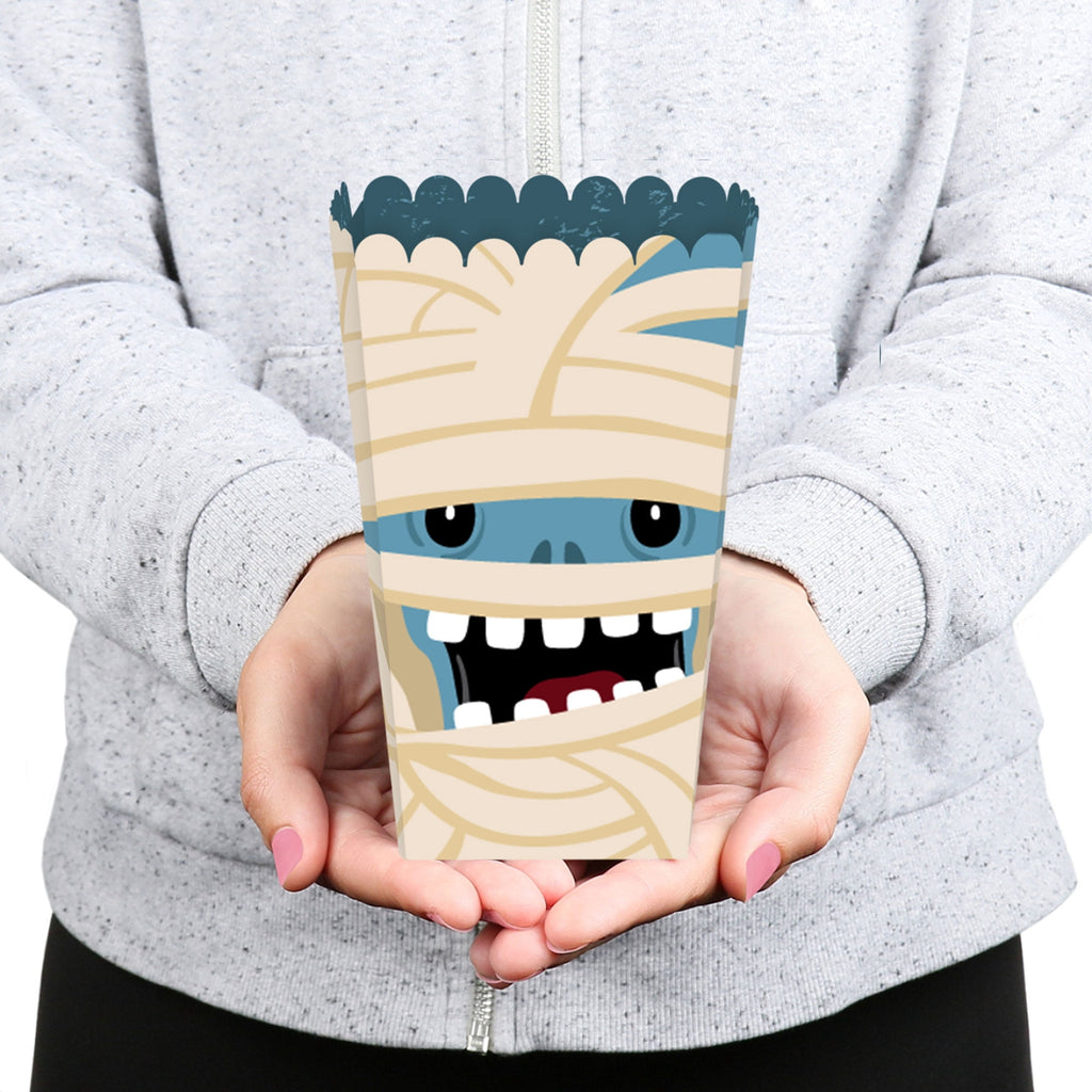 Big Dot of Happiness Halloween Monsters - Skeleton, Dracula, Frankenstein, and Mummy Party Favor Popcorn Treat Boxes - Set of 12