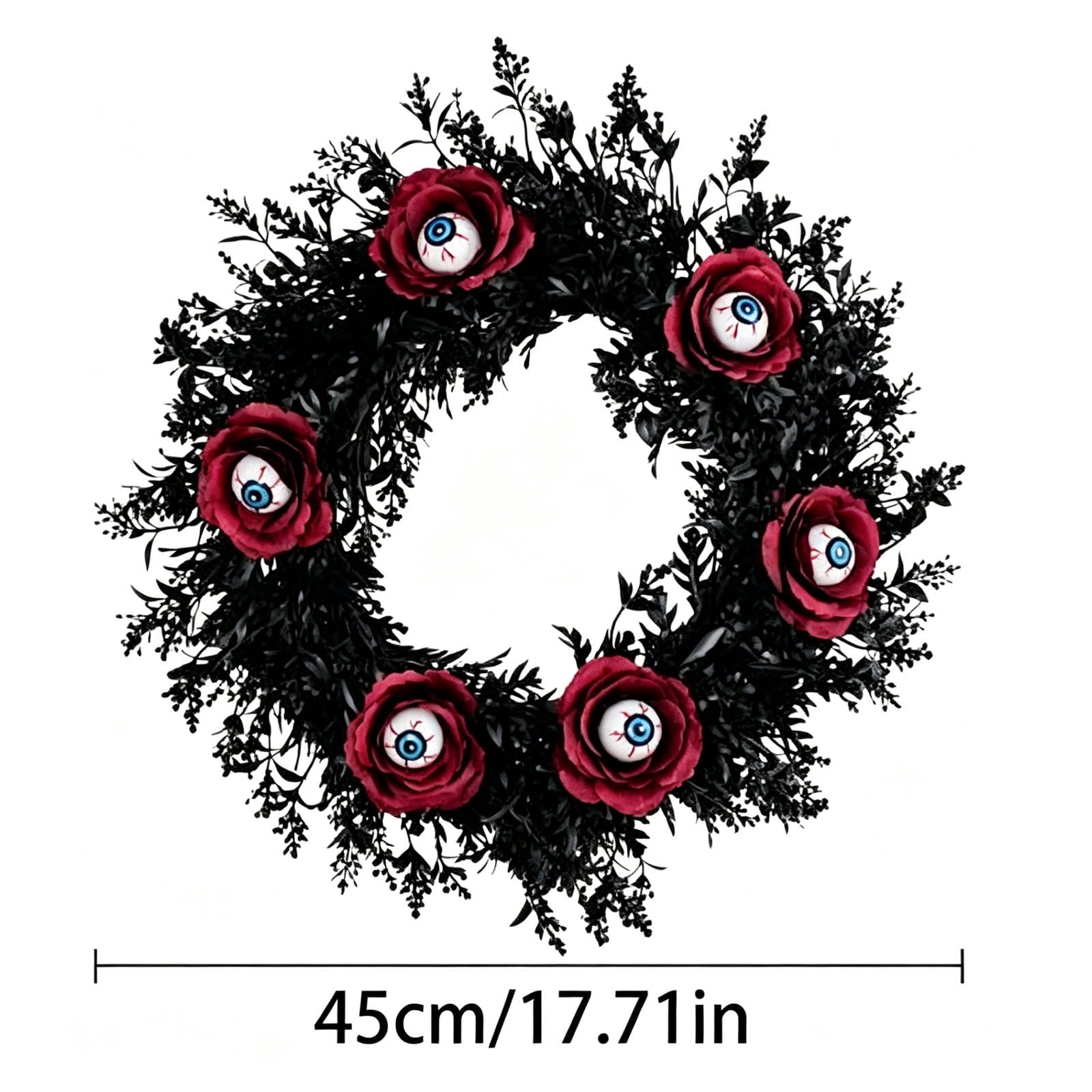 Gcvizuso Halloween Wreath with LED Light String, Purple Rose Black Crow Oval Spooky Twig Wreath for Front Door Window Fireplace Decor