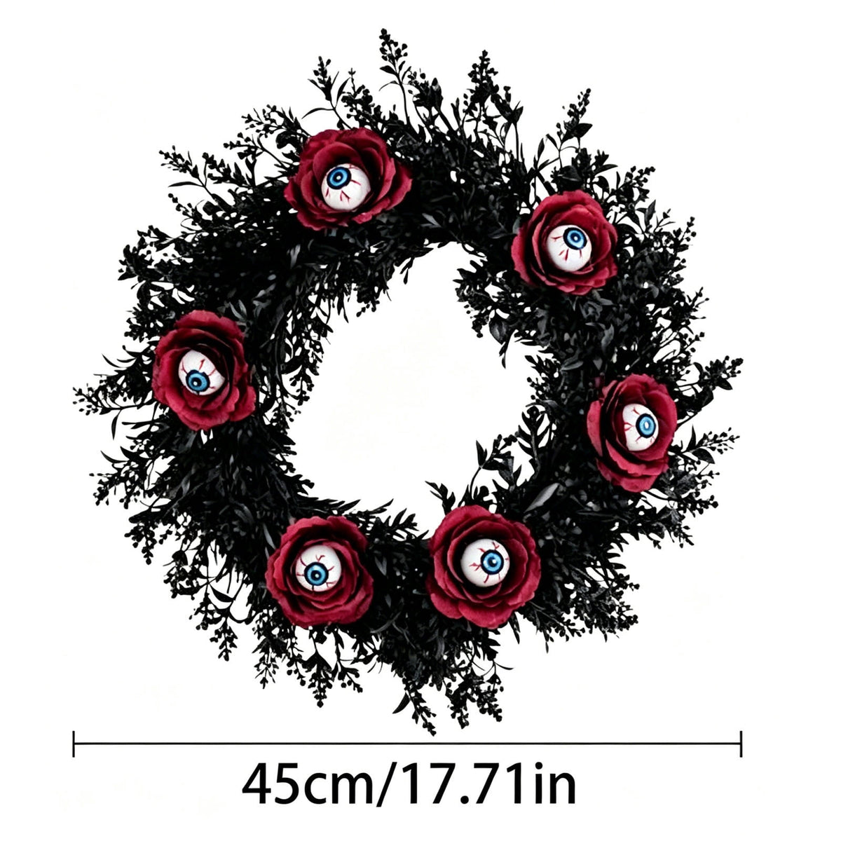 Gcvizuso Halloween Crescent Floral Wreath, Orange Red Rose Hydrangea Fall Front Door Decor for Autumn Harvest Celebration