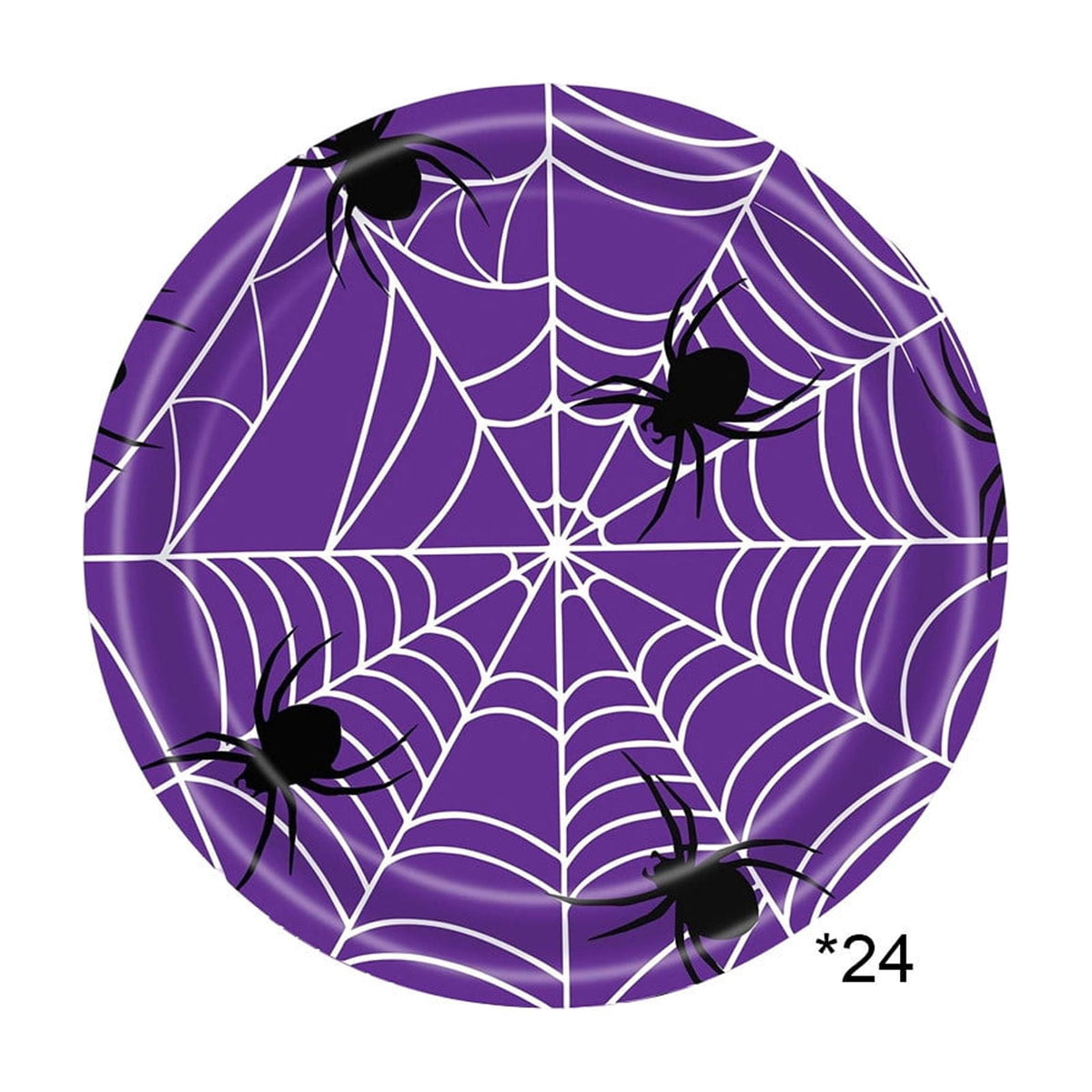 24 Pack Halloween Disposable Tableware Set, Spider and Cobweb Pattern Paper Plates, Halloween Party Supplies Favors