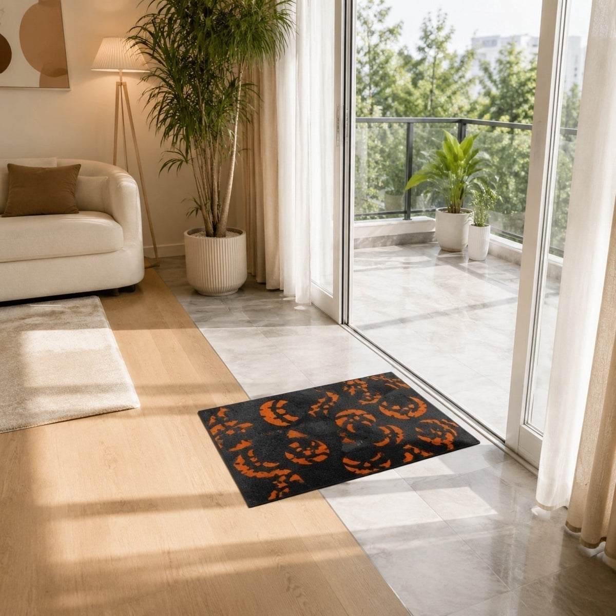 Front Door Mat Indoor Outdoor Entrance Rug, Semicircular Entrance Mat, Half Round Waterproo Non-Slip Durable Rubber Doormat for Garage, Patio, 29.5 inch