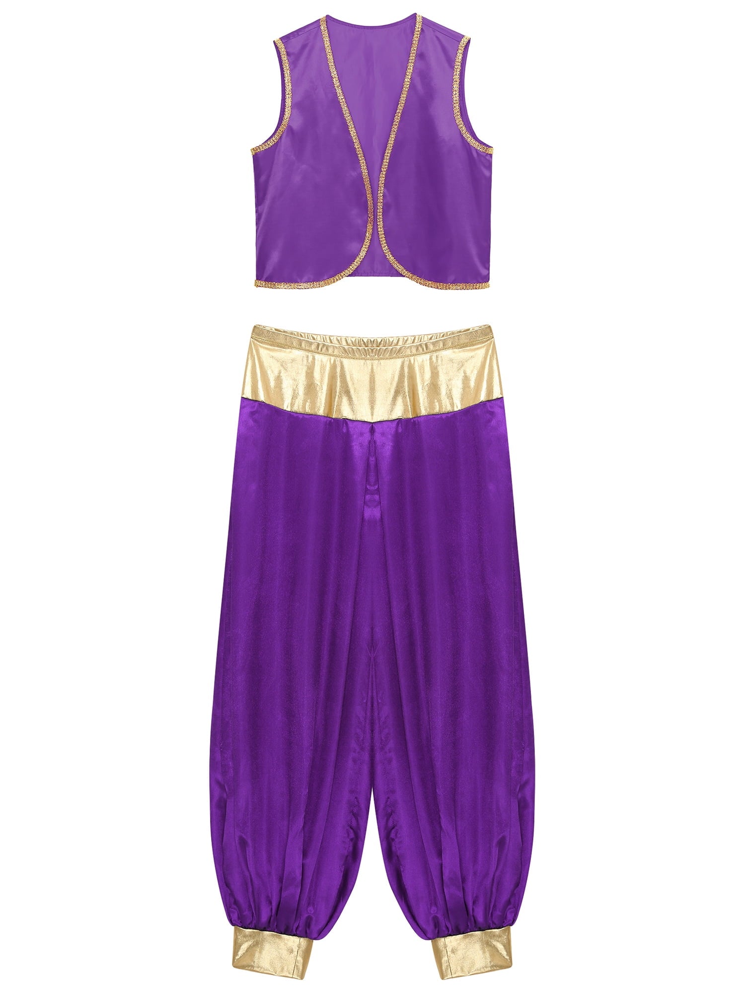 iiniim Mens Arabian Prince Costume Open Front Vest with Pants Halloween Show Fancy Dress up Outfit Royal Blue&Royal Blue S