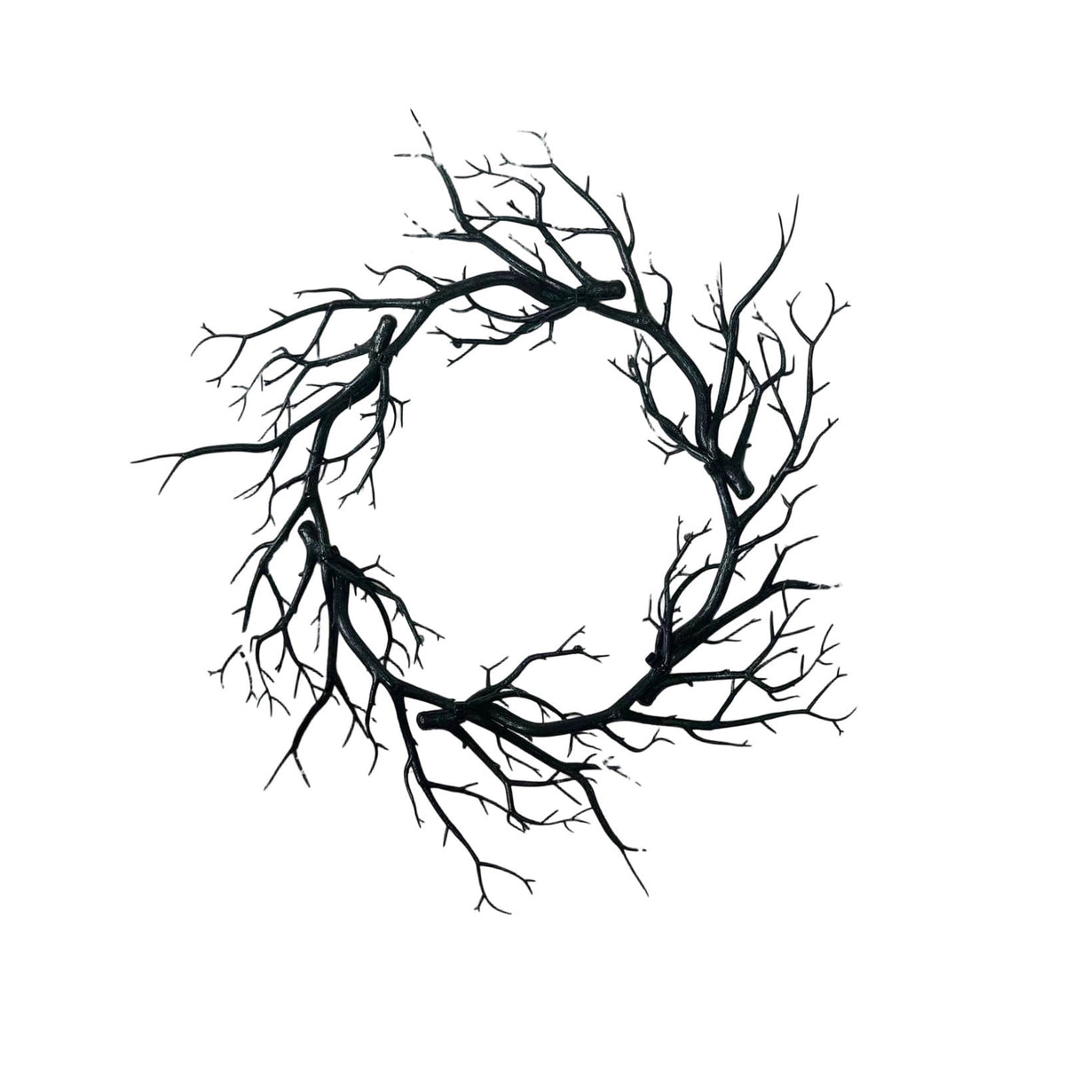 WWC Halloween Wreath, 18 inch Black Bats and Bare Branch Wreath, Gothic Halloween Decor Twig Wreath for Halloween Party Front Door Porch and Fireplace