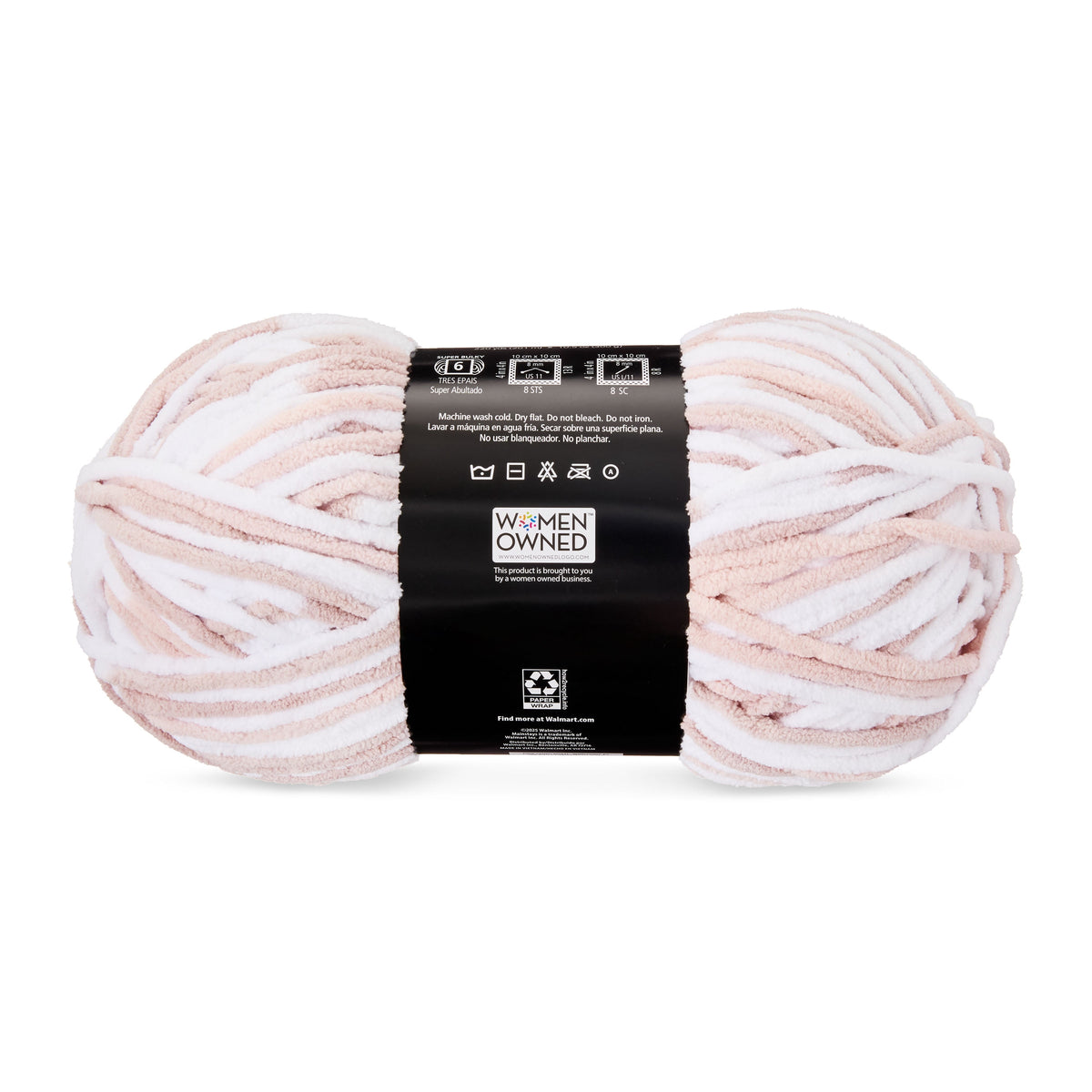 Mainstays Cozy Chenille Yarn, 220 yd, Arctic White, 100% Polyester, Bulky