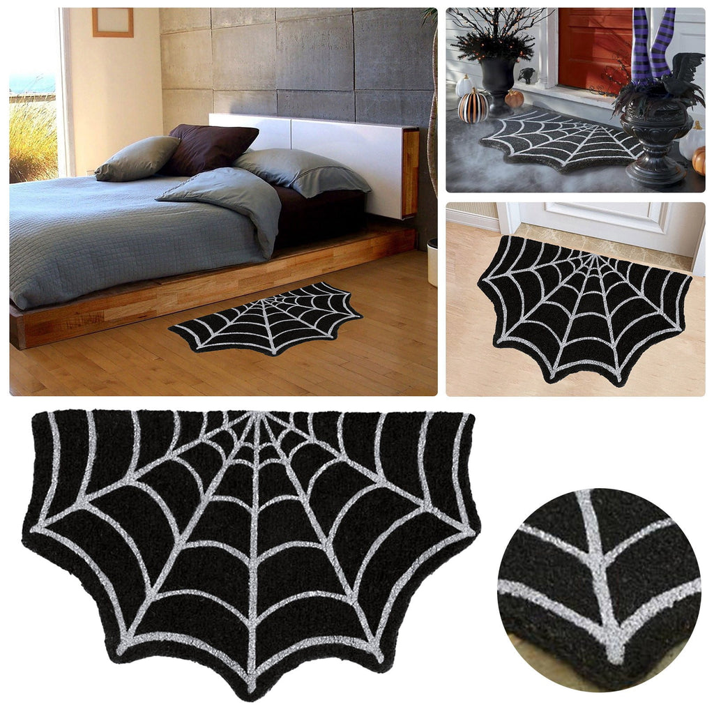 Halloween Doormat Spider Web Spooky Gothic Cute Fun Floor Mat Non Washable Welcome for Indoor Outdoor Entrance, Fall Thanksgiving Home Decor,23.6 Inch