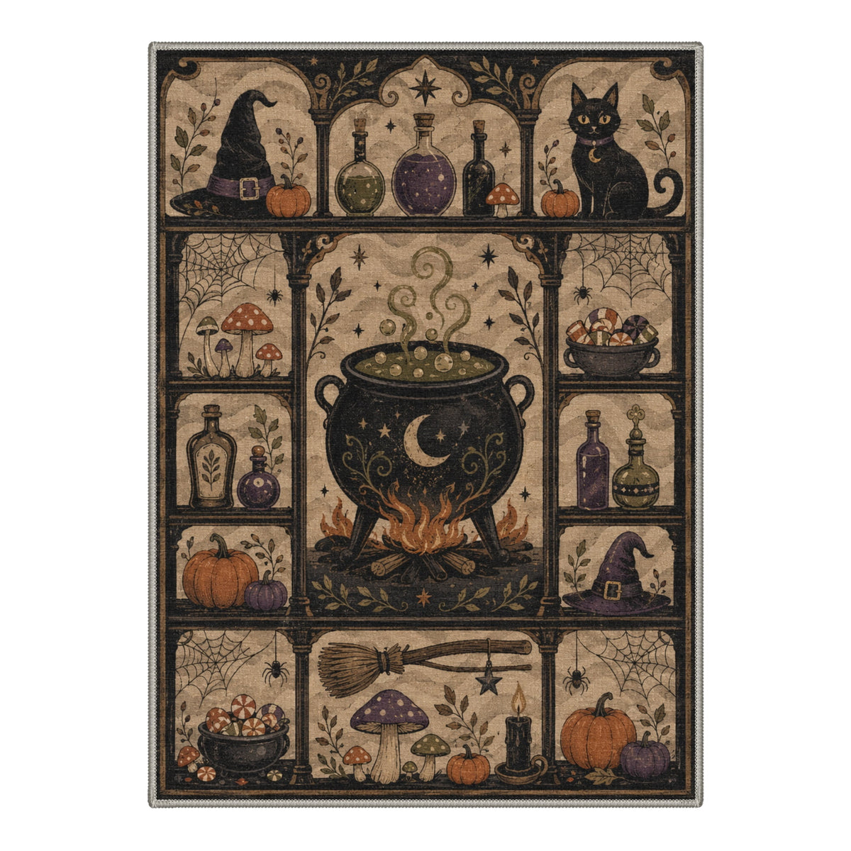 GENIMO 5'x7' Halloween Area Rug for Living Room, Washable Non Slip Soft Farmhouse Pumpkin Indoor Rug for Bedroom Dining Room Home Office, Vintage Sepia