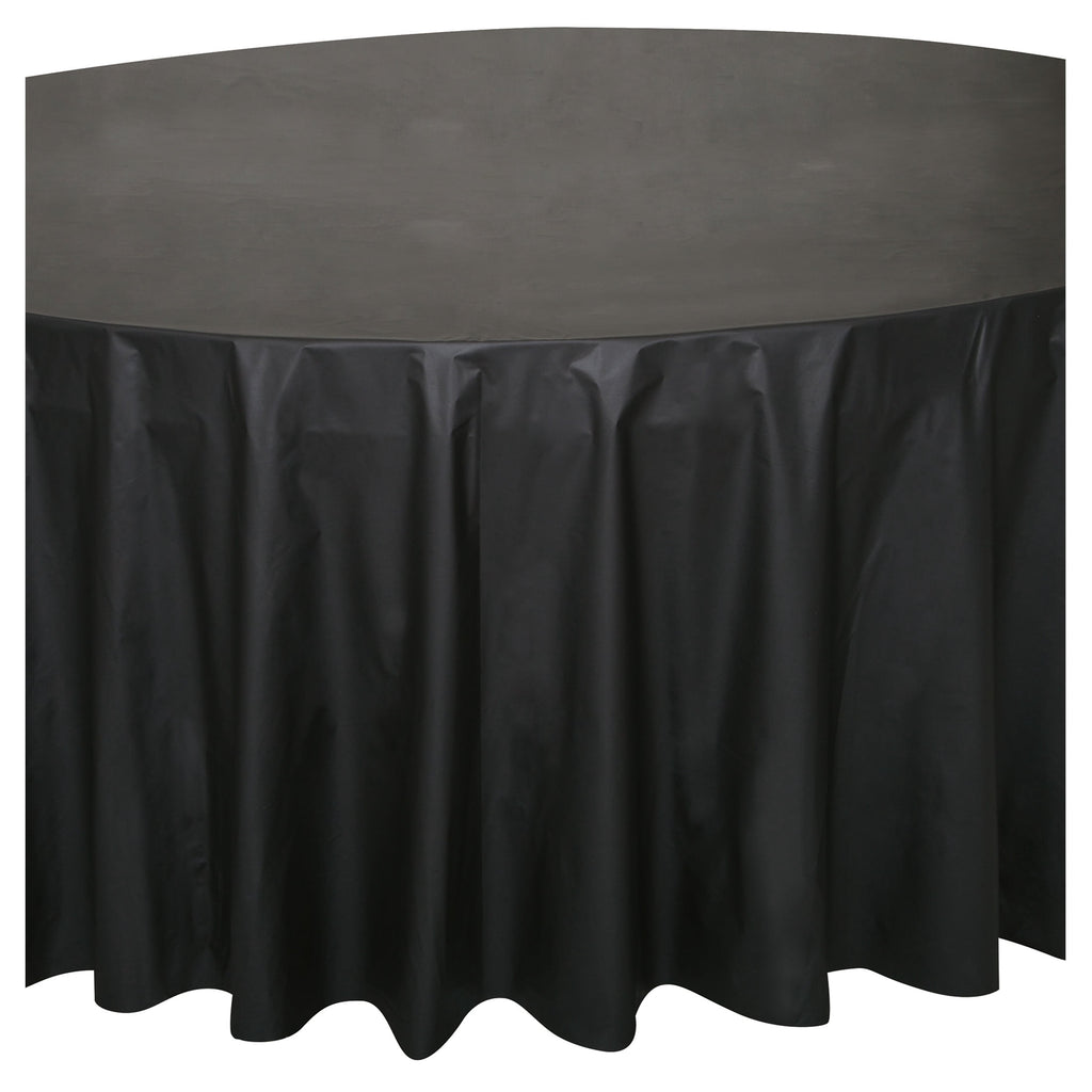 Way To Celebrate Round Plastic Table Cover, Black, 84 in, 1 Count