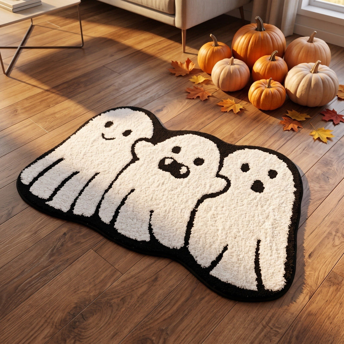 Halloween Bath Mat Ghost Multicolor Irregular Mat 27.56x17.72in Polyester Skidproof & Absorbent for Bathroom Entryway Living Room Halloween Door Mat by MPOISVA