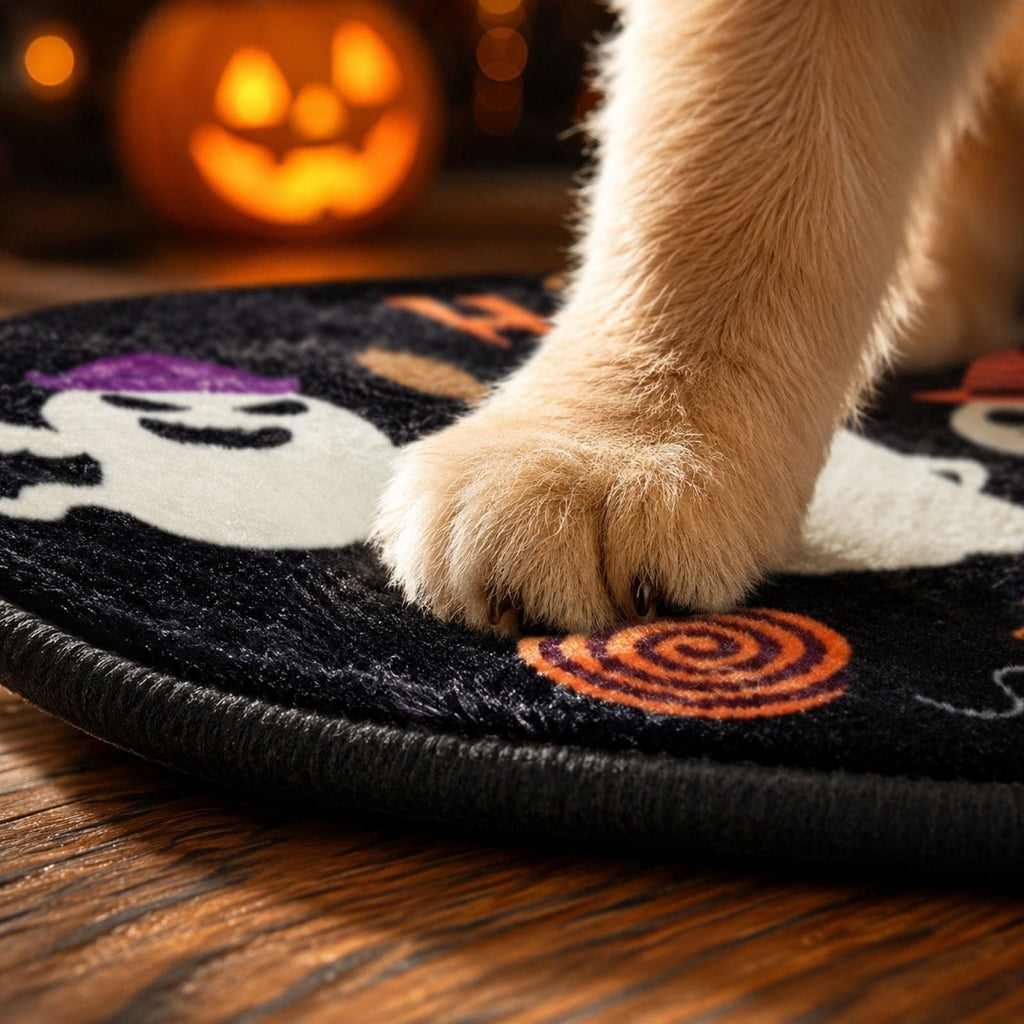WWC Halloween Door Mat, 32x20 inch Halloween Decor Thick Non Slip Ghost doormat, Entryway Rug for Fall Party Indoor Outdoor Front Porch