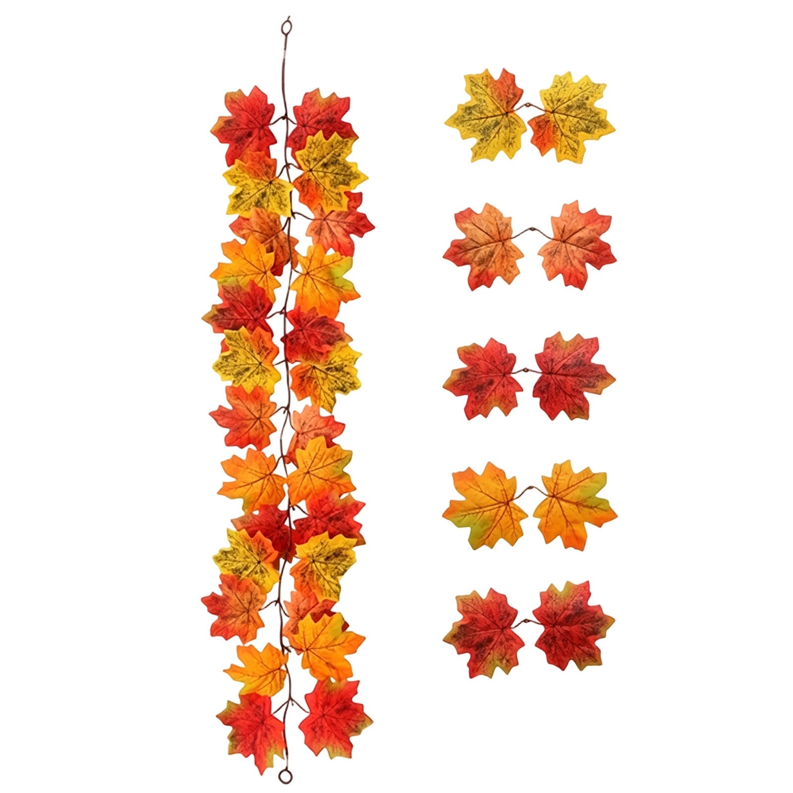 WKSCLPAI Halloween Maple Leaf Garland, Fall Vine Wreaths for Autumn Festivities Decor,Seasonal Garlands for Home,Halloween & Fall Decorations