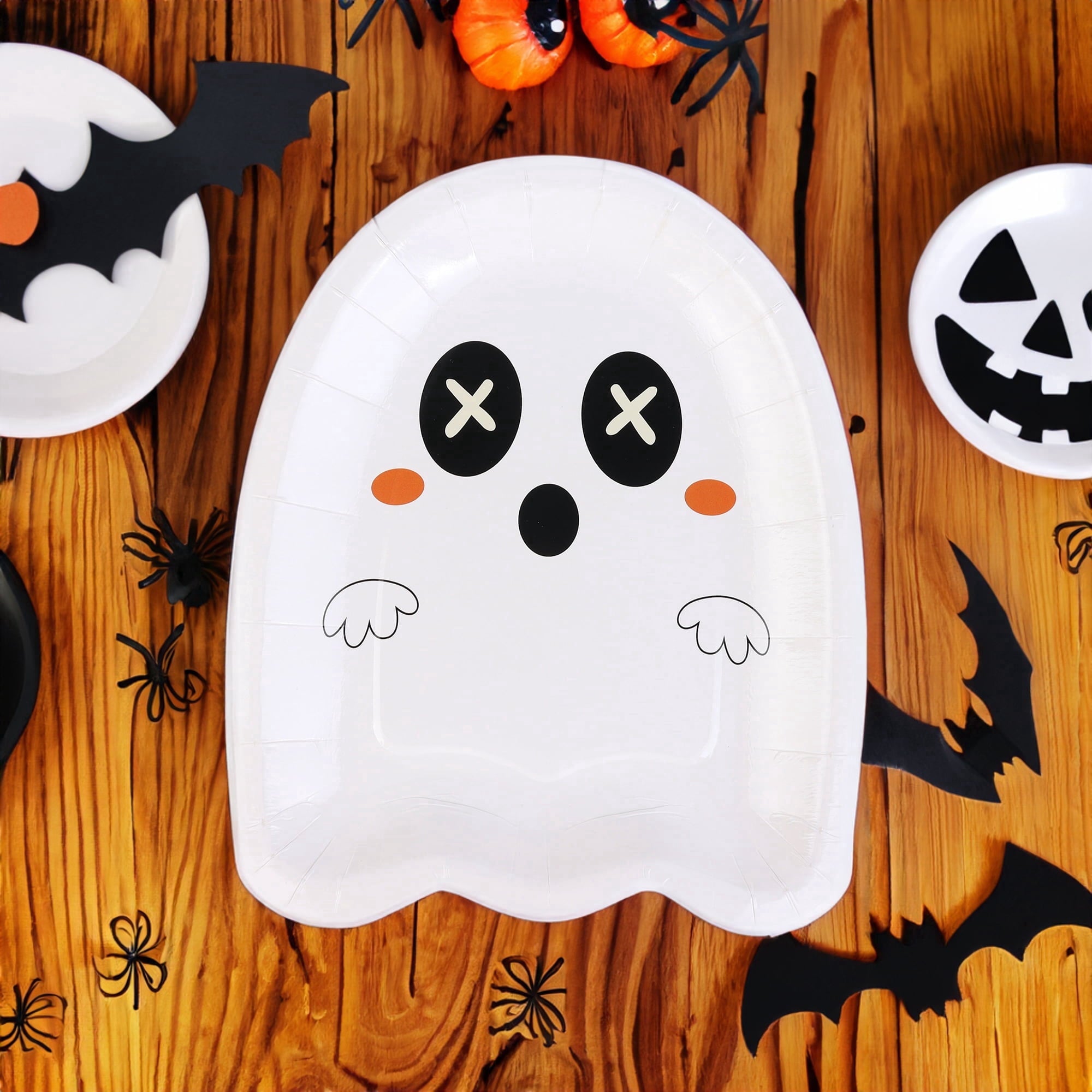 25Pcs Halloween Pumpkin Plates, Disposable Paper Dessert Plates Tableware Party Supplies for Halloween Party Decorations