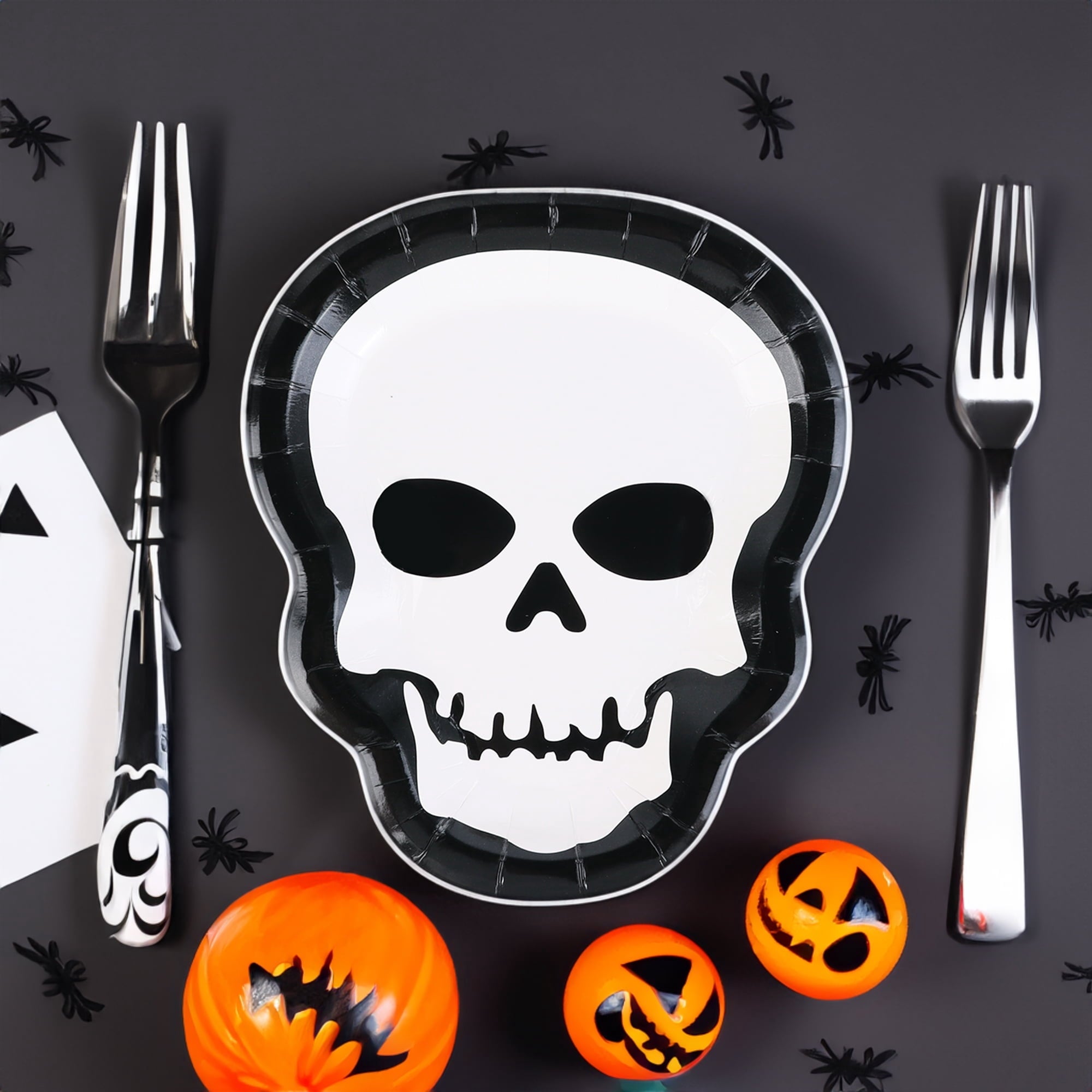25Pcs Halloween Pumpkin Plates, Disposable Paper Dessert Plates Tableware Party Supplies for Halloween Party Decorations