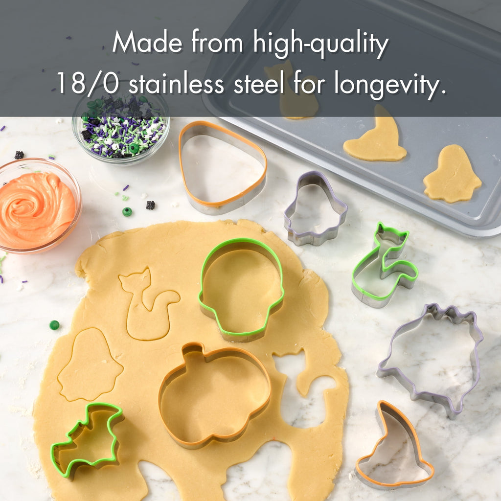 Way To Celebrate 8-Piece Stainless Cookie Cutters, Orange, Green, Purple