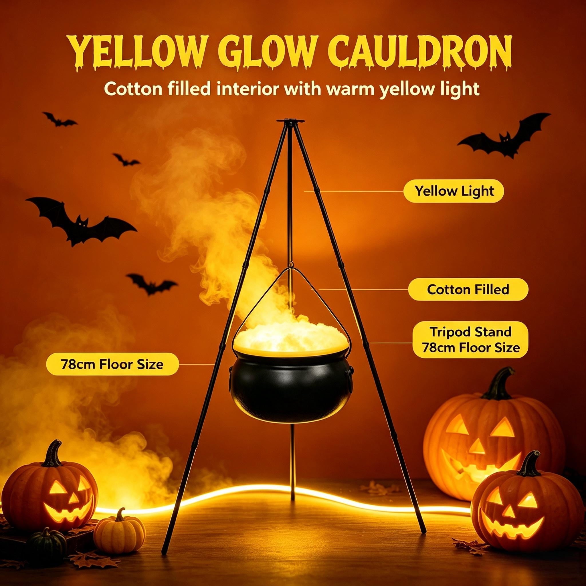 Muecwrye Halloween Decorations Outdoor, Halloween Clearance! Halloween Witches Cauldron on Tripod with Lights, DIY Bubbling Cauldron Set Decor for Home Porch Outside, Halloween Party Supplies