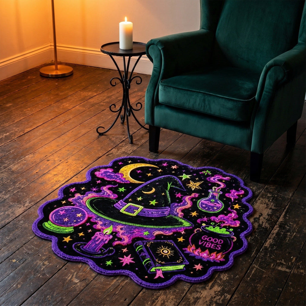 Halloween Round Rug Optical Ghost Pumpkin Mat 15.75in Diameter Polyester Skidproof & Soft for Entryway Bedroom Party by MPOISVA
