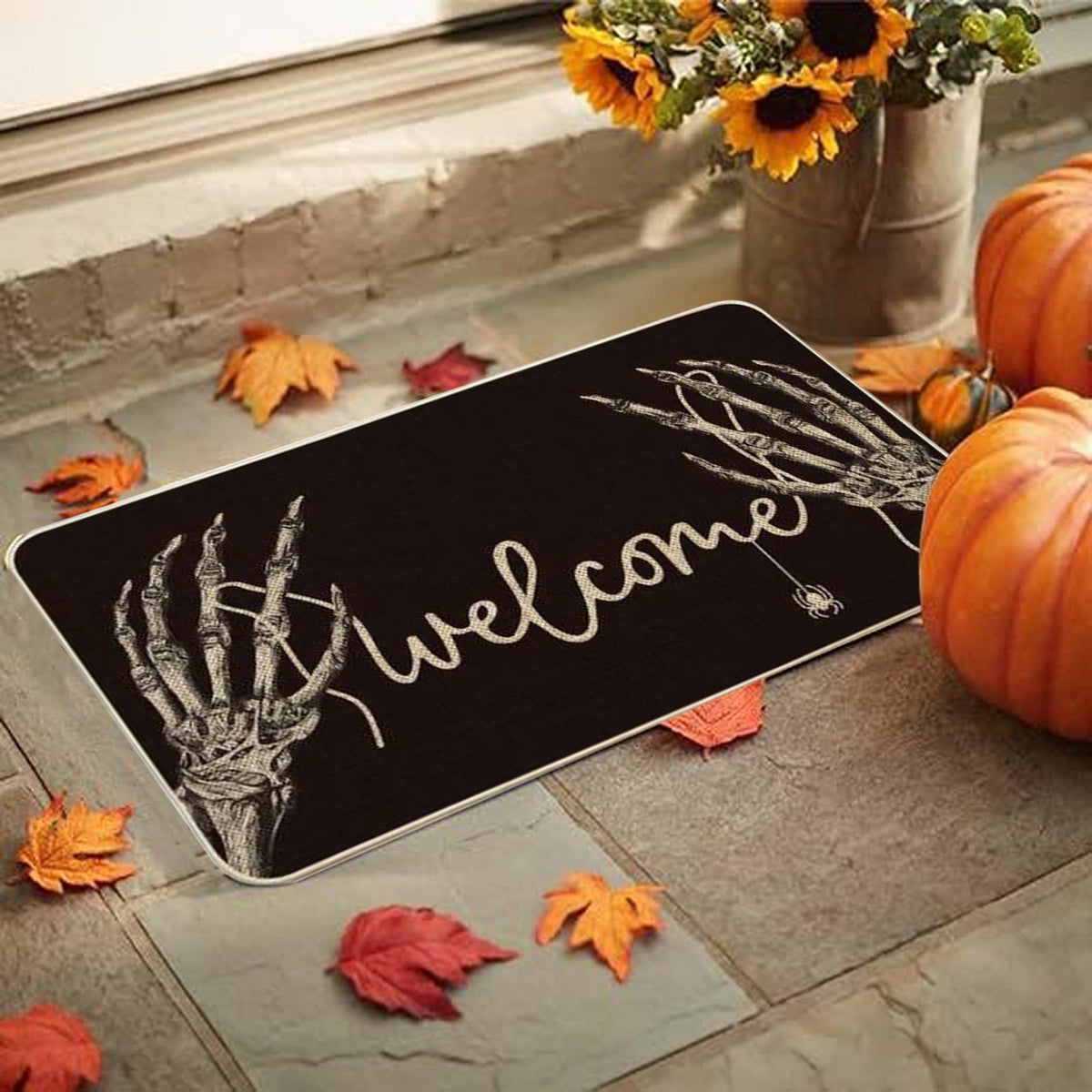 YIMWNYI Halloween-Themed Door Mat, Spooky Entryway Rug, Non-Slip Wiper, Decorative Pumpkin Mat, Perfect for Trick-or-Treaters, Versatile Indoor Outdoor Decor