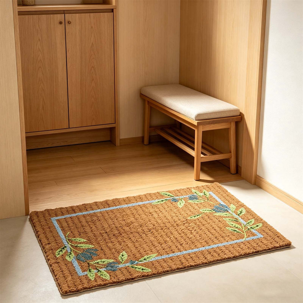 Sruoe Summer Carnival Printed Floor Mat, 15.74"x23.62", Water Absorbent Non Slip Doormat, Flannel Entryway Bathroom Kitchen Household Decor Rug