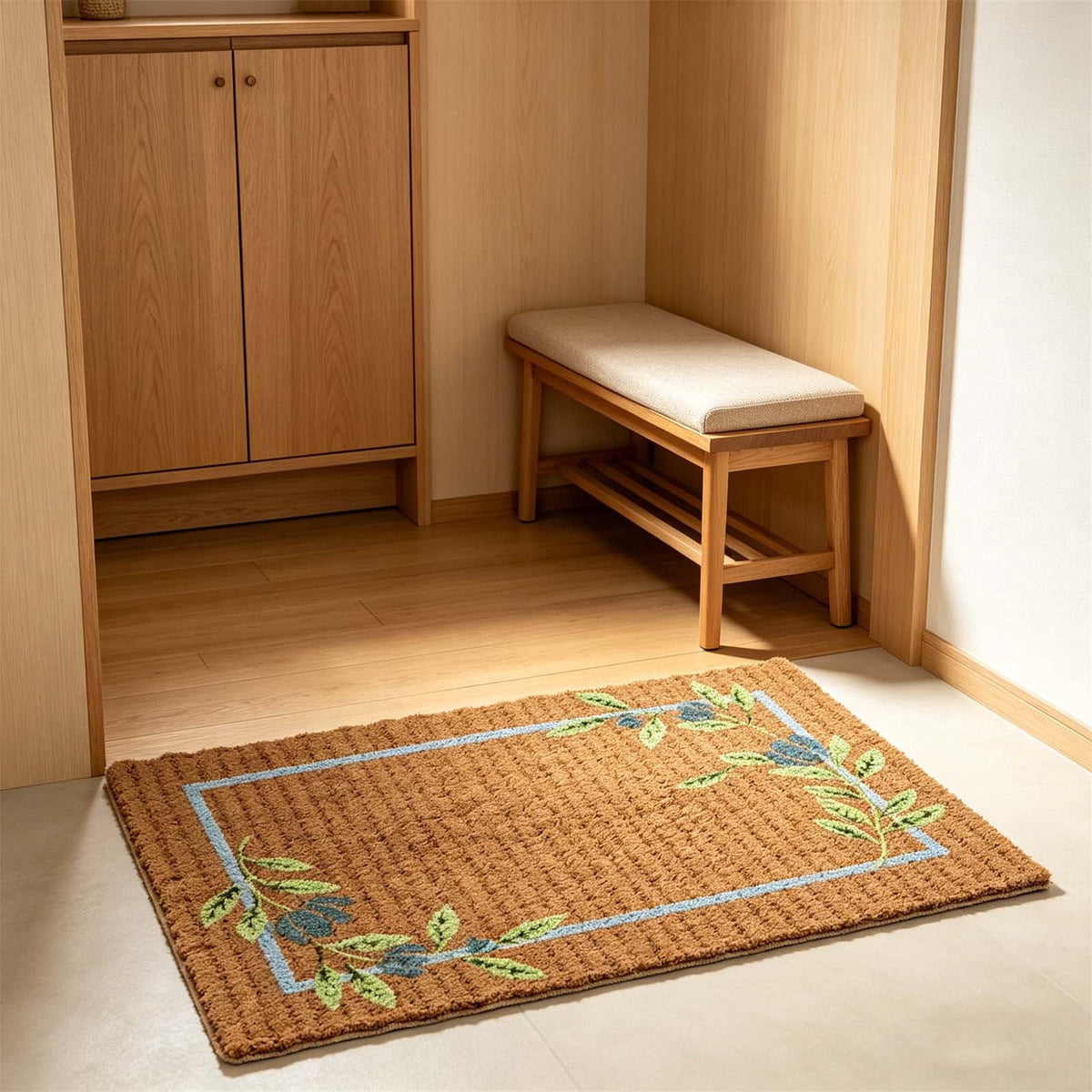 Sruoe Summer Carnival Printed Floor Mat, 15.74"x23.62", Water Absorbent Non Slip Doormat, Flannel Entryway Bathroom Kitchen Household Decor Rug