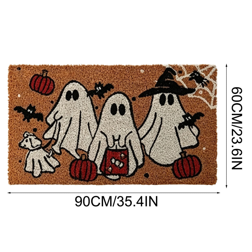 Halloween Doormat Vintage Retro Style Mat 23.6x15.7in Secure-Grip Absorbent Coir Look Entryway Rug for Front Porch Indoor Outdoor Decor by OVFUIZ