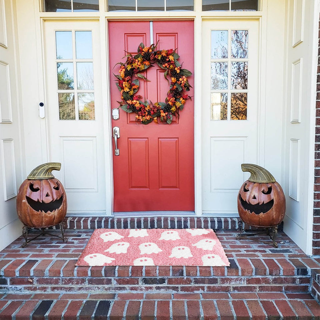 WWC Halloween Door Mat, 32x20 inch Halloween Decor Thick Non Slip Ghost doormat, Entryway Rug for Fall Party Indoor Outdoor Front Porch