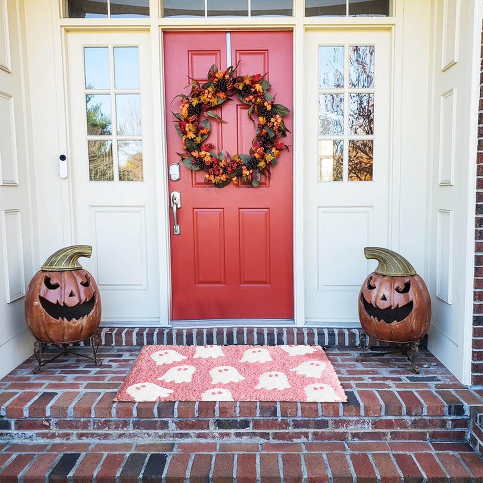 WWC Halloween Door Mat, 32x20 inch Halloween Decor Thick Non Slip Ghost doormat, Entryway Rug for Fall Party Indoor Outdoor Front Porch