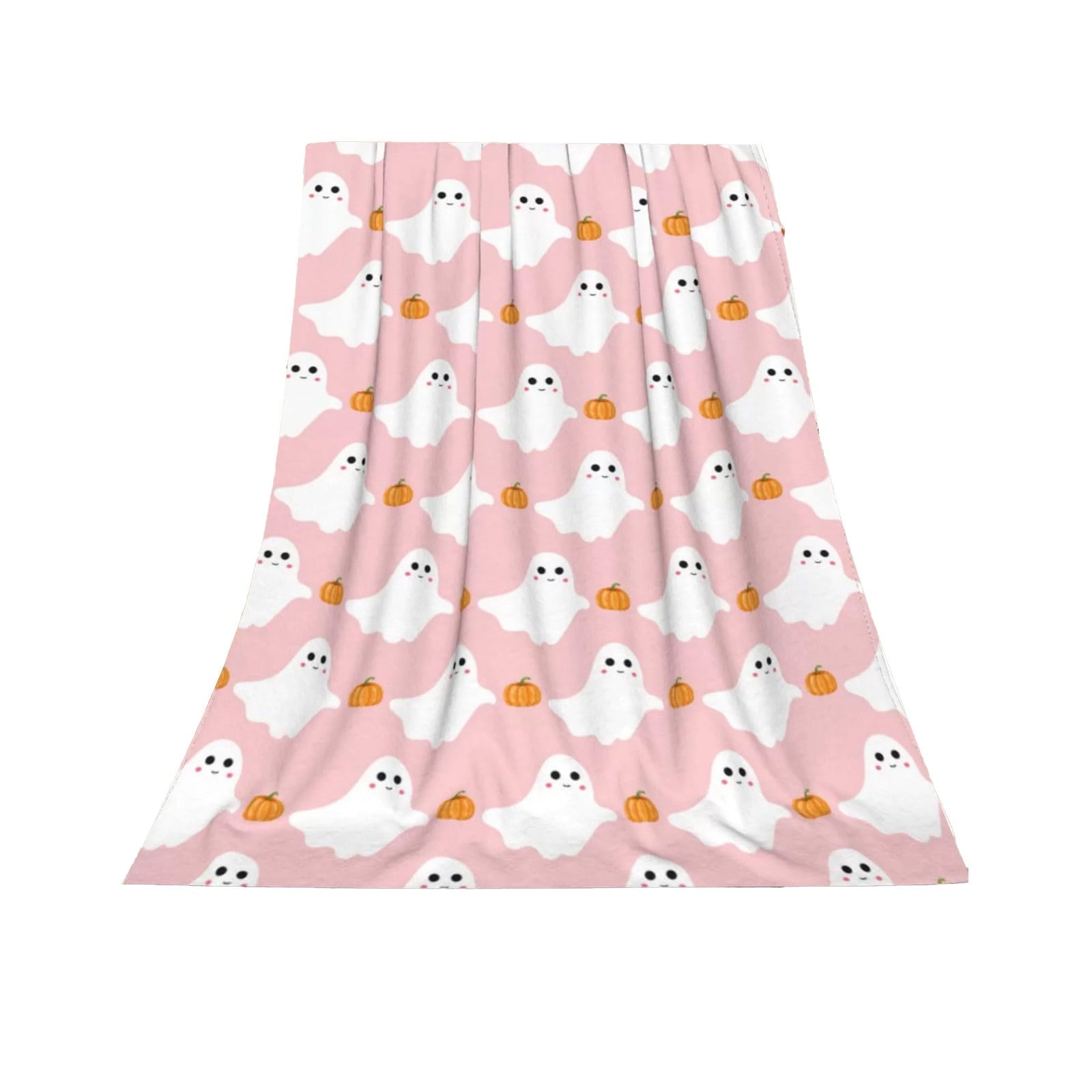 Pink Halloween Throw Blanket for Couch Fleece Halloween Decorations Throw Blankets Lightweight Soft Plush Big Throws and Blankets with Funny Ghost,30x40in
