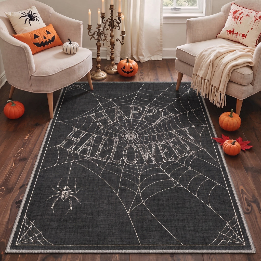 GENIMO 2'x3' Halloween Doormat, Washable Non Slip Soft Whimsical Cat Outdoor Door Mat for Front Door Covered Porch Patio Entryway, Vintage Black