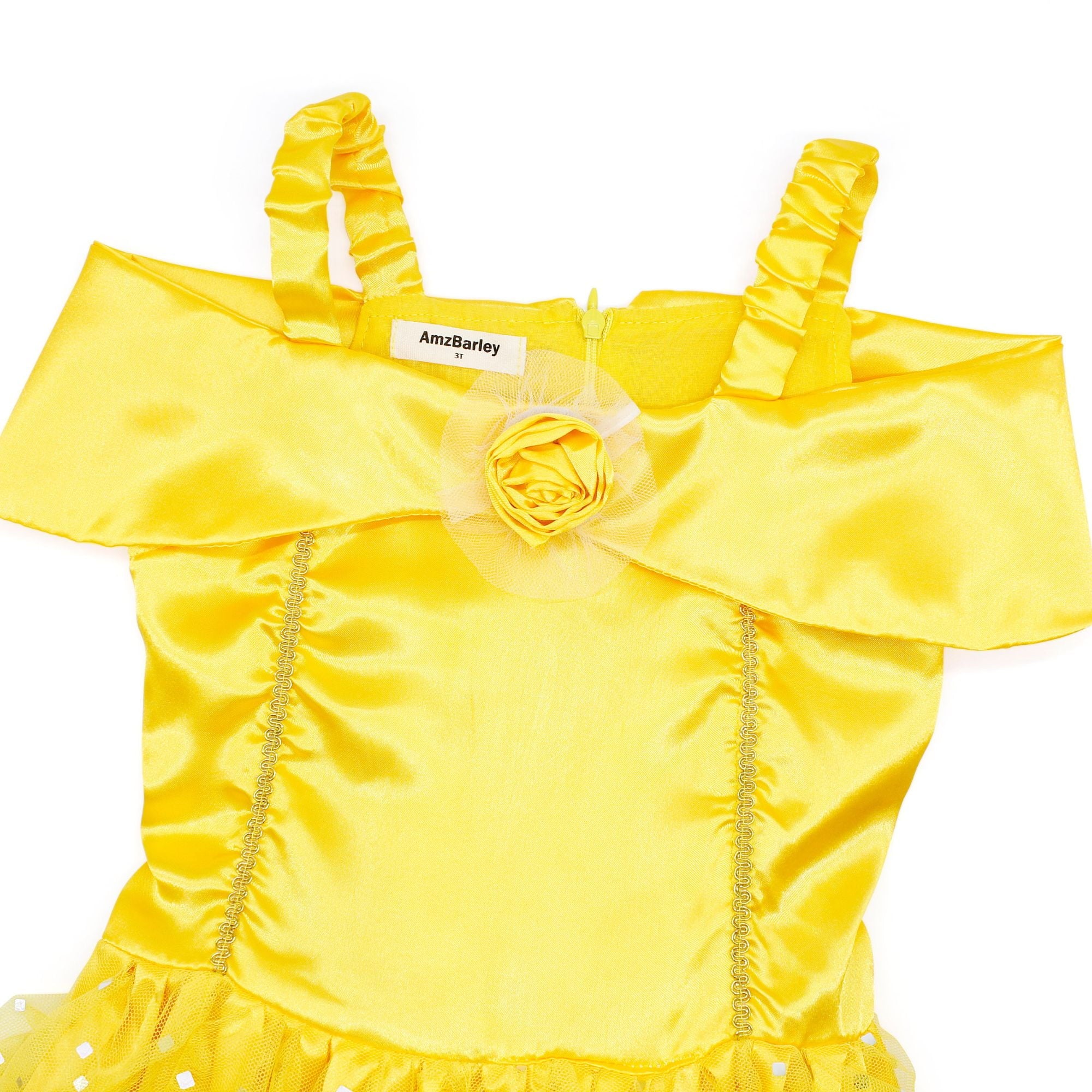 Jurebecia Princess Dress for Girls Costume Kids Off Shoulder Layered Toddler Halloween Cosplay Birthday Party Outfit up Yellow 120 cm 5-6 Years