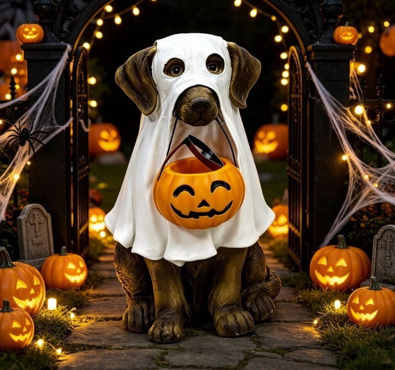 Halloween Ghost Decor 10", Witch Ghost Figurine for Porch Table, 1 Pack