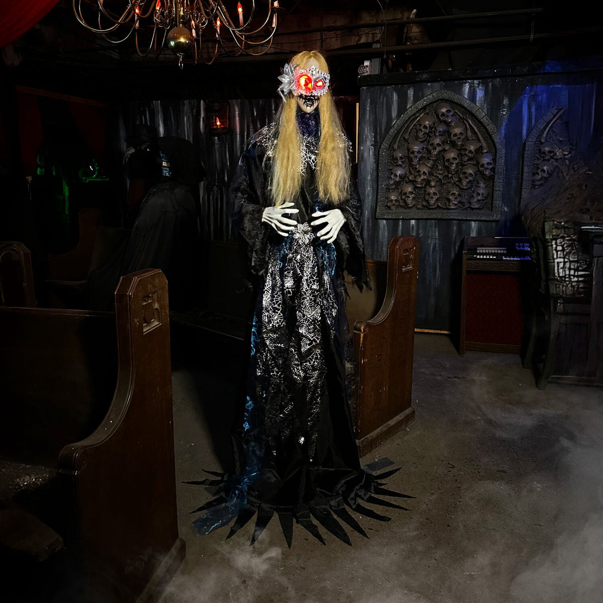Haunted Hill Farm 6.5 Ft Life-Size Animatronic Bride Indoor/Outdoor Halloween Decoration, Multicolor, HHLADY-2FLSA
