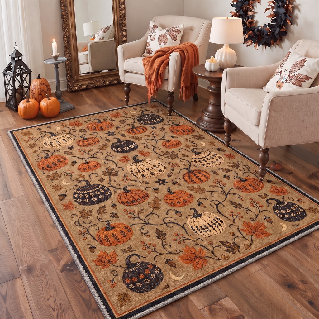 GENIMO 2'x7' Halloween Runner Rug, Washable Non Slip Soft Vintage Witch Indoor Outdoor Hallway Runner for Porch Patio Kitchen Entryway, Vintage Black