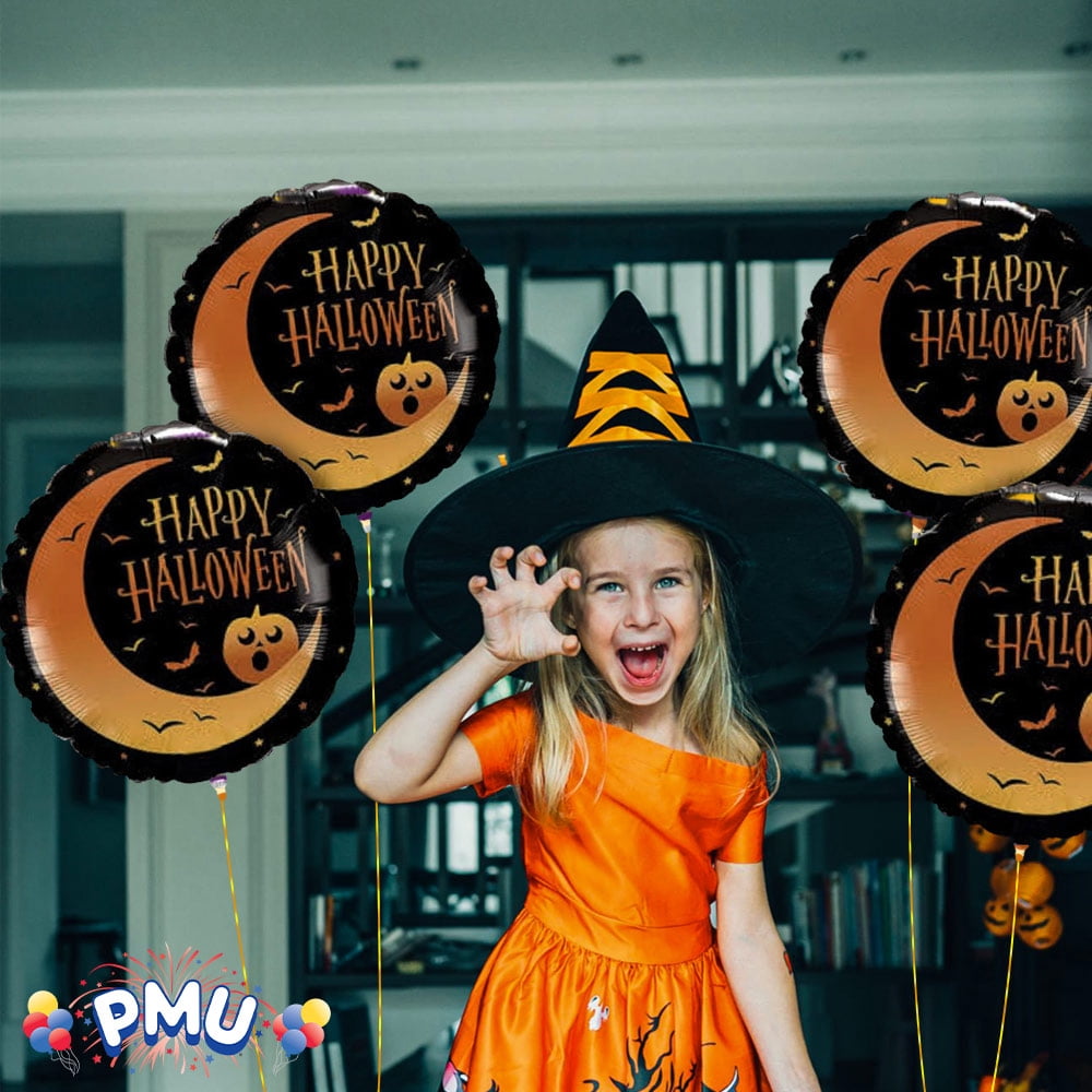 PMU Halloween Party Decoration "Happy Halloween" Jack Faces Aglow 18 Inch Mylar-Foil Balloon (1pkg) Pkg/1