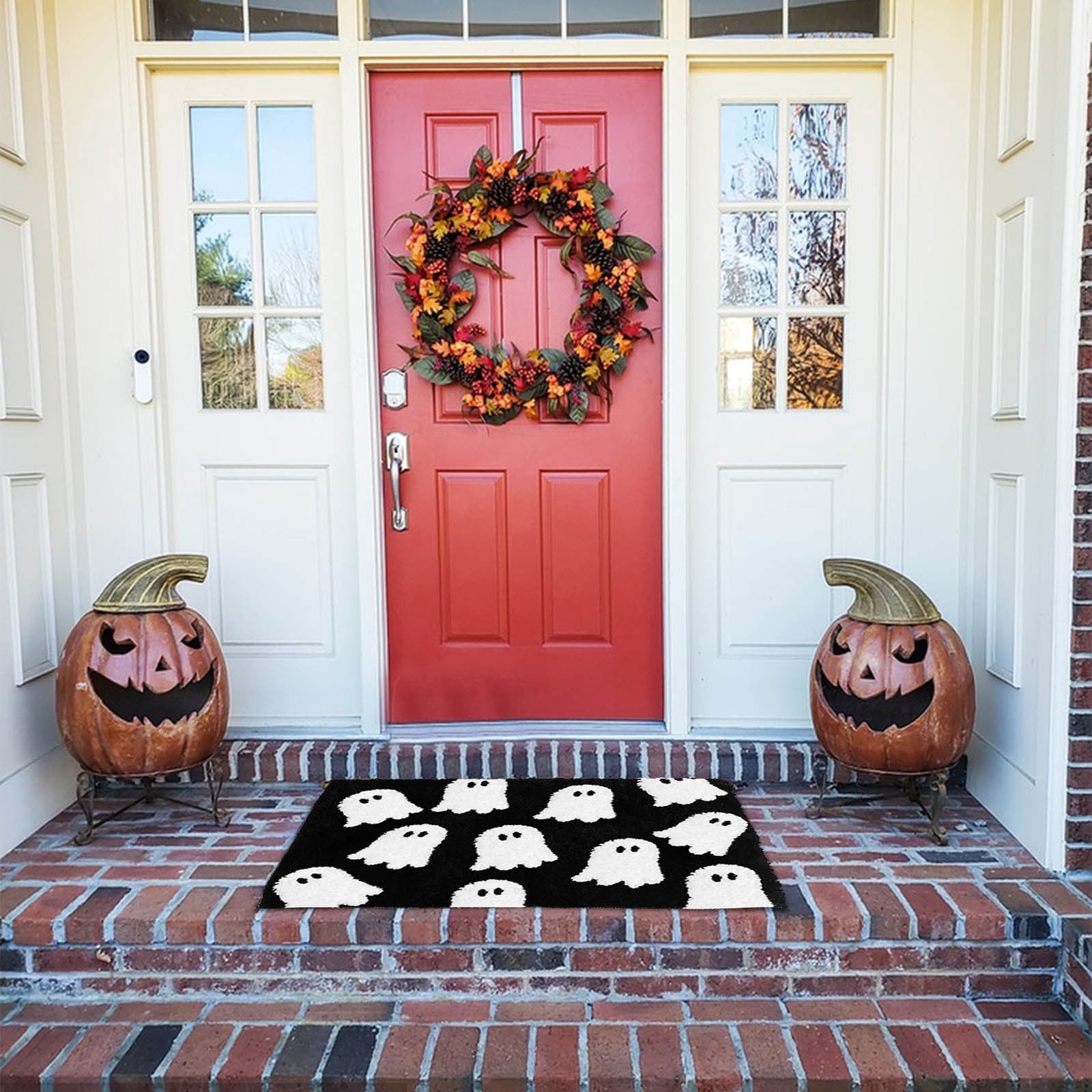 WWC Halloween Door Mat, 32x20 inch Halloween Decor Thick Non Slip Ghost doormat, Entryway Rug for Fall Party Indoor Outdoor Front Porch