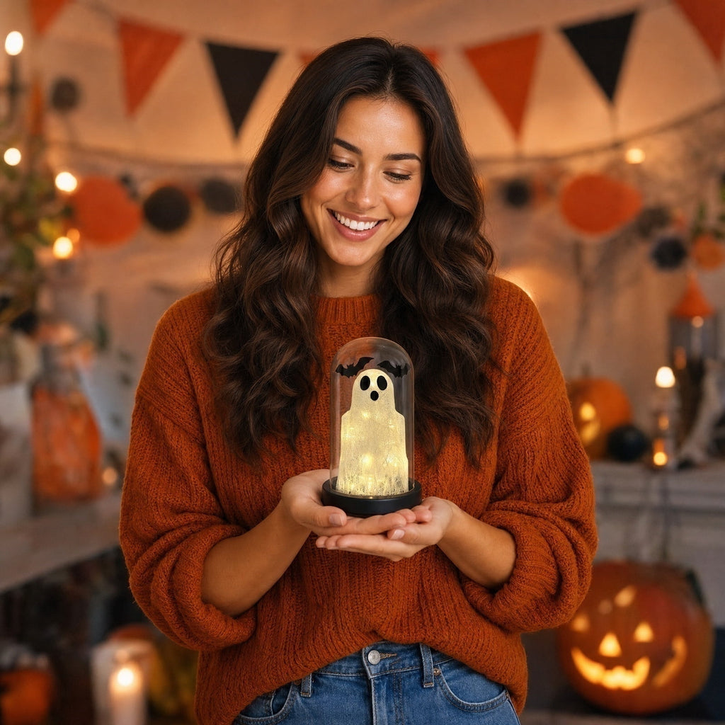 Ghost Night Light Halloween Decorations Bedside Night Light with Tap Control, Dimmable Nursery Decor Lamp, Fun Ghost Gift for K*ids, Halloween Room Decor, Ghost Lamp