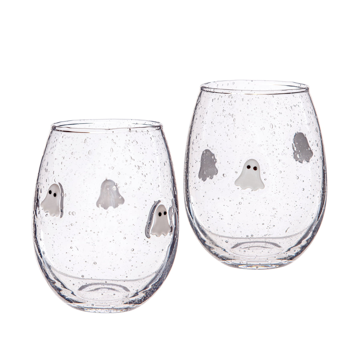 Way to Celebrate Halloween Ghost Charm Bubble Stemless Wine Glasses, 2-Pack