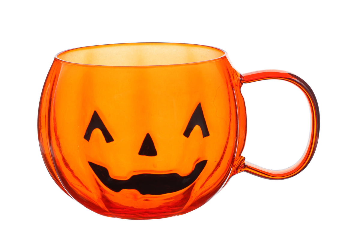 Way To Celebrate 21 oz Glass Pumpkin Mug with Jack-o-Lantern Face
