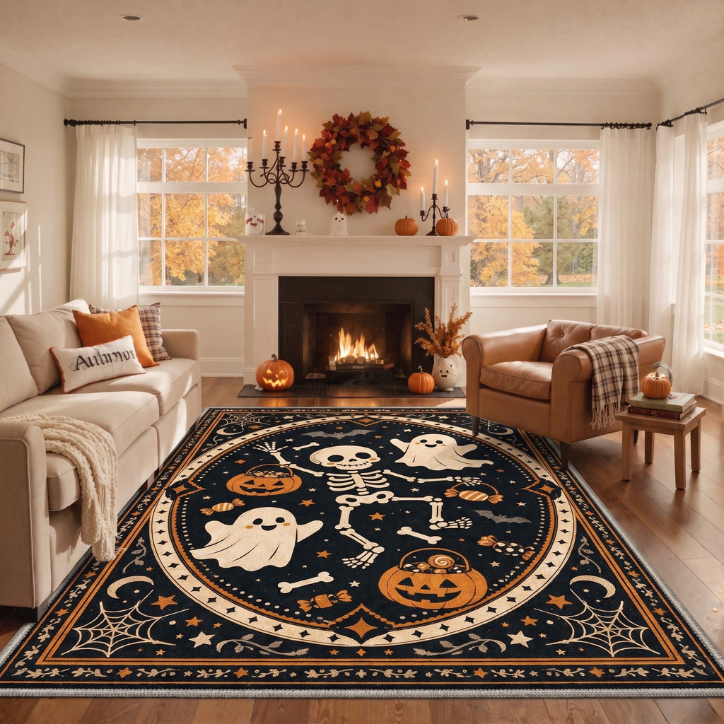 GENIMO 2'x7' Halloween Runner Rug, Washable Non Slip Soft Vintage Witch Indoor Outdoor Hallway Runner for Porch Patio Kitchen Entryway, Retro Sepia
