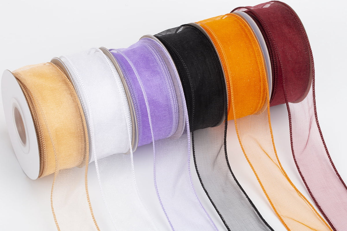 Joycrosso 1.5 Inch White Wired Organza Ribbon - 20 Yards Sheer Decorative Ribbon for Gift Wrapping, Wedding Decor, Christmas Tree, Crafts & DIY Projects